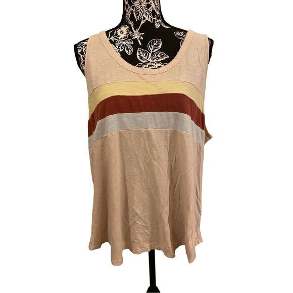 Maurices Striped Wide Strap Tank Top Sz 1X Summer Beach Vacation Coastal - Picture 1 of 12